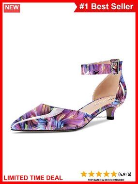 Kitten Heel Ankle Strap Pointed Toe Pumps Dress Sandals 1.5 Inch